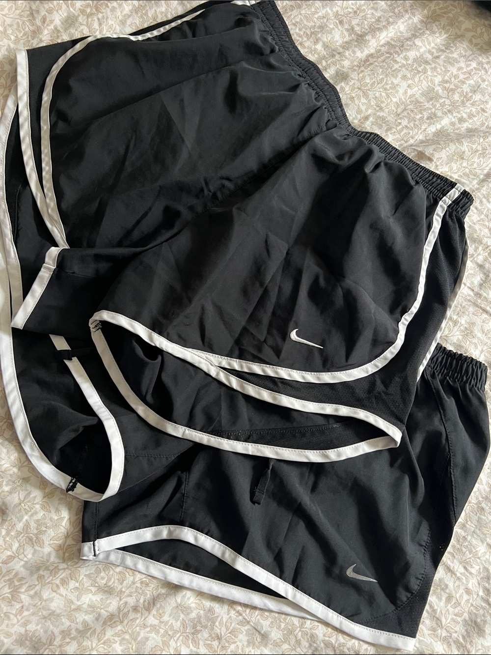 Nike Black Shorts with White Piping and logo